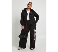 Boohoo Plus Ath Archive Wide Leg Joggers In Black black 16