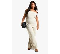 Boohoo Plus Bardot Corset Style Wide Leg Trouser Co-Ord In Pebble pebble 22