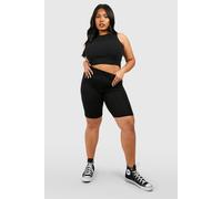 Boohoo Plus Basic Jersey Longline Cycling Shorts In Black black 22