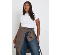 Boohoo Plus Basic Rib Short Sleeve Fitted Top In White white 22