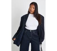 Boohoo Plus Basic Rib Short Sleeve Longline Fitted Top In White white 24