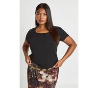 Boohoo Plus Basic Square Neck Short Sleeve Top In Black black 18