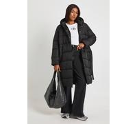 Boohoo Plus Belted Longline Puffer Jacket In Black black 24
