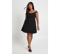 Boohoo Plus Bengaline Bardot Skater Dress In Black black 22