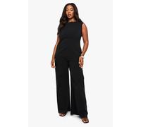 Boohoo Plus Bengaline Cinched Waist Top & Trouser Co Ord In Black black 22