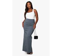 Boohoo Plus Bengaline Column Maxi Skirt In Slate slate 28