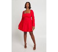 Boohoo Plus Bengaline Corset Long Sleeve Skater Dress In Red red 22