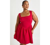Boohoo Plus Bengaline Plunge Skater Dress In Red red 22