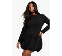 Boohoo Plus Bengaline Puffball Mini Dress In Black black 20