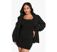 Boohoo Plus Bengaline Ruched Wrap Skirt In Black black 28