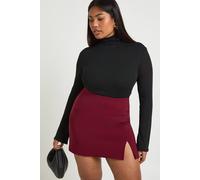 Boohoo Plus Bengaline Split Aline Skirt In Burgundy burgundy 26