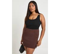 Boohoo Plus Bengaline Split Aline Skirt In Chocolate chocolate 22