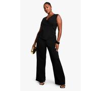 Boohoo Plus Bengaline Waistcoat Jumpsuit In Black black 26