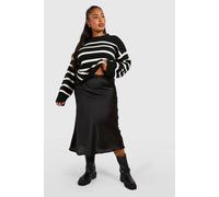 Boohoo Plus Bias Cut Satin Midaxi Skirt In Black black 20