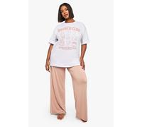 boohoo Women's Plus Brunch Club T-Shirt & Trouser Pj Set in Blush | Size: 16