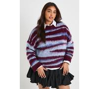 boohoo Women's Plus Brushed Knit Abstract Print Oversized Knitted Jumper in Burgundy | Size: 24