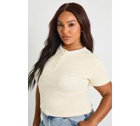 Boohoo Plus Button Down Contrast Binding Top In Lemon lemon 24