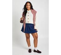 Boohoo Plus Button Down Long Sleeve Crew Neck Cardigan In Cream cream 24