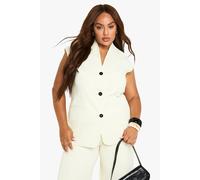Boohoo Plus Cap Sleeve Longline Tailored Waistcoat In Butter butter 18