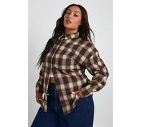 Boohoo Plus Check Shirt In Chocolate chocolate 20