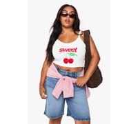 Boohoo Plus Cherry Vest In White white 22