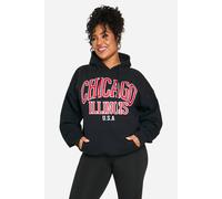 Boohoo Plus Chicago Oversized Graphic Hoodie In Black black
