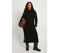 Boohoo Plus Chunky Rib Soft Knitted Midaxi Dress In Black black 18