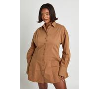 Boohoo Plus Cinched Detail Shirt Dress In Taupe taupe 22