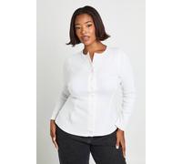 Boohoo Plus Cinched Peplum Button Down Top In White white 16