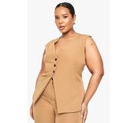 Boohoo Plus Cinched Waist Waistcoat In Camel camel 16