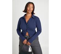 Boohoo Plus Collared Button Through Top In Blue blue 16