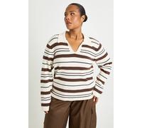 Boohoo Plus Collared Compact Knit Rugby Jumper In Ecru ecru