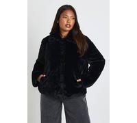 Boohoo Plus Collared Faux Fur Jacket In Black black 22