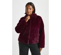 Boohoo Plus Collared Faux Fur Jacket In Burgundy burgundy 26