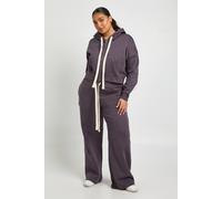 Boohoo Plus Contrast Drawcord Boxy Crop Hoodie In Charcoal charcoal 16