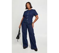 Boohoo Plus Contrast Stitch Denim Straight Leg Jean In Indigo indigo 28