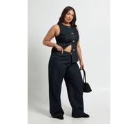 Boohoo Plus Contrast Stitch Denim Wide Leg Jean In Indigo indigo 22