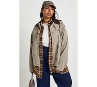 Boohoo Plus Cord Collar Barn Jacket In Khaki khaki 26