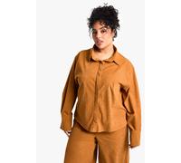 Boohoo Plus Cord Oversized Shirt In Tan tan 16