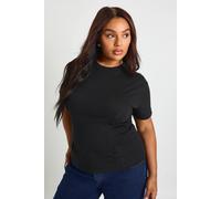 Boohoo Plus Cotton Cinched Waist T-Shirt In Black black 24