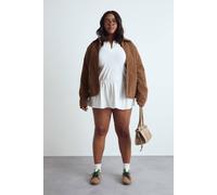 Boohoo Plus Cotton Drop Hem Collared T-Shirt Dress In White white 18