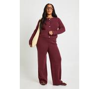 Boohoo Plus Crew Neck Button Down Ballon Sleeve Cardigan And Wid Leg Trouser Co Ord In Black black 26