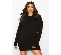 Boohoo Plus Crew Neck Jumper Dress In Black black 20