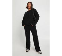 boohoo Women's Plus Crew Neck Knitted Boxy Cardigan & Wide Leg Trouser Co-Ord in Black | Size: 20/22