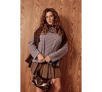 Boohoo Plus Crew Neck Oversized Stripe Top In Blue blue 24