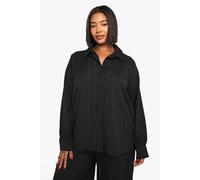 Boohoo Plus Crinkle Textured Shirt In Black black 20