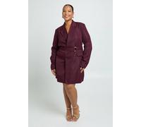 boohoo Women's Plus D Ring Tie Belt Blazer Dress in Plum | Size: 16
