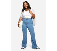 Boohoo Plus Denim Flared Jeans In Light Wash light wash 24