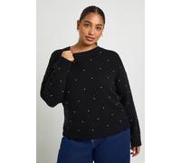 Boohoo Plus Diamante Crew Neck Jumper In Black black 24-26