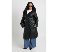 Boohoo Plus Double Breasted Trench Coat In Black black 28